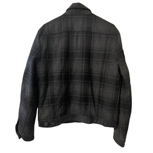 Seven For All Mankind Men's Wool Blend Black & Gray Plaid Trucker Jacket Medium - Picture 2 of 9